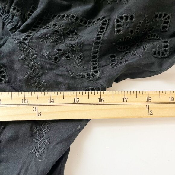 Johnny Was Ella Embroidered Mini Dress Black Square Neck Silk Boho Size Small - Picture 7 of 8